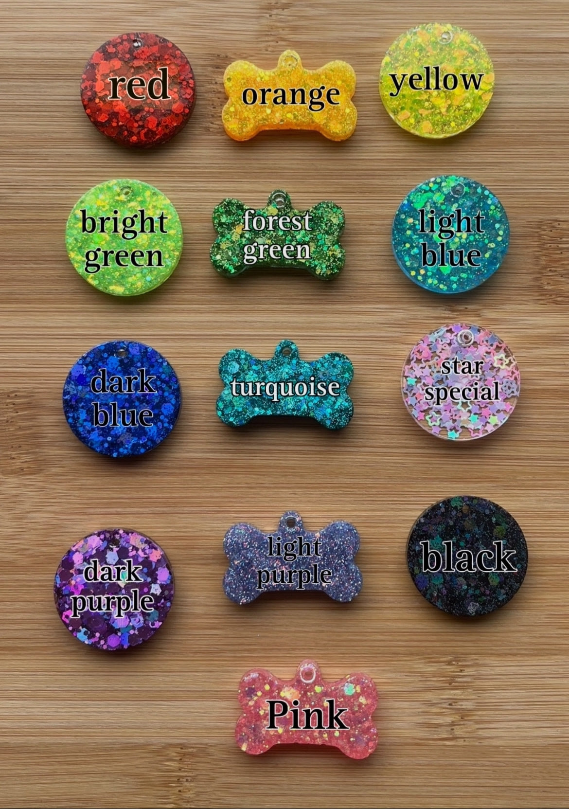 Classic Glitter Resin Pet ID Tag